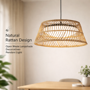 Lampe suspendue Led Wabi Sabi, hauteur réglable, pour salle à manger, chambre à coucher, décoration intérieure, diffuseur en rotin naturel et acrylique - Product Image 2