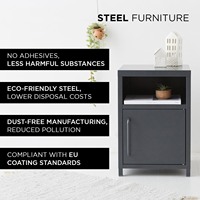 Moderno Armario de Almacenamiento de Acero Gris Oscuro de 1 Puerta, 13.8 x 13.8 x 20.1 Pulgadas, Altura Ajustable, Organizador Multiusos para Sala de Estar