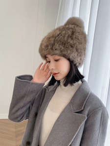 2024 femmes hiver véritable chapeau de fourrure nouvelle Collection réel Sable fourrure chapeaux luxe Sable fourrure chapeau de l'usine - Product Image 4