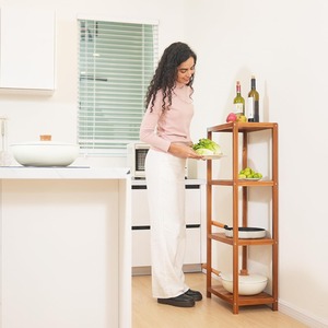 Étagère en bambou à 4 niveaux, étagère étroite <span class=keywords><strong>pour</strong></span> salle de bain, <span class=keywords><strong>porte</strong></span>-serviettes sur pied, étagère d'angle, étagère de rangement multifonctionnelle <span class=keywords><strong>pour</strong></span> salon - Product Image 3