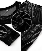 Ensemble décontracté 2 pièces pour homme en velours : sweat à capuche, pantalon de survêtement et t-shirt à manches longues à col rond, taille élastique, survêtement en velours