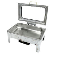 Chauffe-Plat Rectangulaire Commercial Yuqi en Acier Inoxydable 9L pour Buffet, Réchaud à Gaz/Combustible, Équipement de Restauration Professionnel Blanc Réglable
