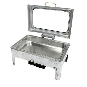 Scaldavivande Rettangolare Yuqi in Acciaio Inox da 9L a Gas/Gasolio, Set Chafing Dish per Buffet, Attrezzatura Commerciale per <span class=keywords><strong>Catering</strong></span>, Bianco, Regolabile - Product Image 6