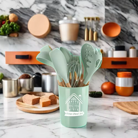 Ensemble d'ustensiles de cuisine en silicone 12 pièces avec poignées en bois Accessoires de cuisine et ustensiles de cuisine Cocina Essentials