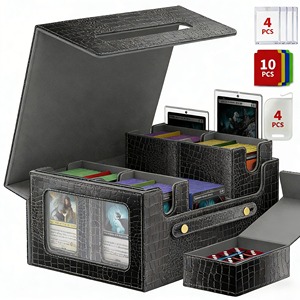 Caja de Cartas de Gran Capacidad con Diseño de Piel de Cocodrilo Rojo/Azul Marino, Seis en Uno, Almacenamiento para 35 Cartas de Juego y Dados para <span class=keywords><strong>Hearthstone</strong></span> - Product Image 4
