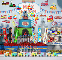 Bracelets slap, pailles, accessoires, porte-clés, mini-jouets train, autocollants, cadeaux et sachets de friandises pour fêtes d'enfants sur le thème du transport