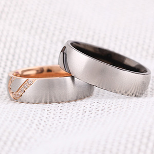 Stainless Steel Heart Shaped <b>Couple</b> <b>Rings</b> 6mm Pave Setting Engagement Jewelry for Women Men - Product Image 2