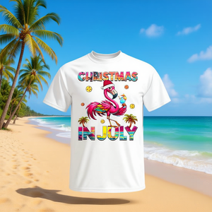 T-shirt pour femmes Christmas In July Flamingo Beach Summer Hawaii - Product Image 3