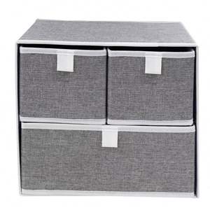 Boîte de rangement en tissu de lin polyester 300D grande capacité, cube, armoire, pliable, 3 couches, organisateur de tiroir pour sous-vêtements - Product Image 2