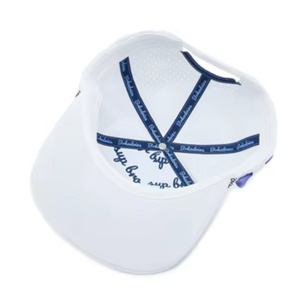 American Fashion 5-Panel Unstructured Golf Hat Herringbone PVC Rubber Laser Cut Perforated Waterproof Embroidery Printed <b>Tee</b> - Product Image 4
