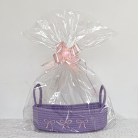 Panier de rangement tressé en corde de coton coloré personnalisé avec poignée pour les fêtes d'enfants et l'emballage de cadeaux pour femmes, articles divers