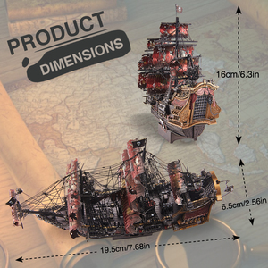 Piececool - QUEEN ANNES REVENGE <span class=keywords><strong>II</strong></span> HP362-KR - Rompecabezas Metálico 3D de Alta Precisión, Juguete de Construcción de Barco de Metal para Adultos y Adolescentes - Product Image 4