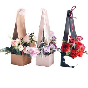 Caja de flores de papel Kraft portátil con logotipo personalizado, caja de cartón decorativa de lujo <span class=keywords><strong>para</strong></span> boda, <span class=keywords><strong>Navidad</strong></span>, regalo, cesta de flores - Product Image 5