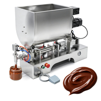 Machine de remplissage pneumatique horizontale pour pâte crème avec trémie agitateur de 50 L pour le remplissage de pots de pâte à tartiner au chocolat