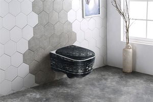 Inodoro Suspendido sin Borde, Inodoro de Cerámica para Baño, Color Mármol Roca, Inodoro Montado en la Pared - Product Image 5