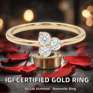 Bague de mariage ronde brillante en or jaune 10 carats avec diamant de laboratoire, bague de fiançailles et de promesse pour femme - Product Image 5