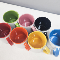 Mug en céramique bicolore 380 ml, intérieur bicolore, tasse à café avec poignée colorée, impression de logo personnalisée, vente en gros Topjlh