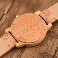 Jam Tangan Kayu Antik Kustom Berkualitas Tinggi dengan Tali Kulit Pria, Kaca Atas Terukir, Kayu Bambu, Jam Tangan Mewah