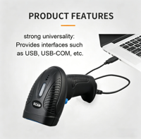 Escáner de Código de Barras 2D Inalámbrico CQH20, Lector de Códigos de Barras Portátil con Conexión por Cable, Escaneo Automático, Compatible con PDF417, para iOS y Android