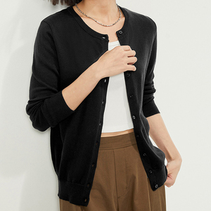 Cárdigan de <span class=keywords><strong>mujer</strong></span> ligero único de sentido avanzado fino de color sólido rústico - Product Image 3