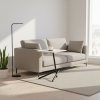 Table basse carrée blanche minimaliste scandinave avec pieds tubulaires en acier inoxydable et plateau en dalle de pierre pour salon