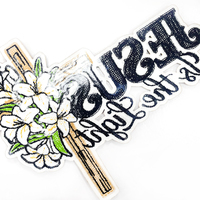 En gros, Badges thermocollants brodés en chenille et à paillettes sur le thème de la foi chrétienne, avec motifs Jésus et Dieu est bon, pour vêtements