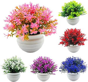 Petite plante verte artificielle, décoration de pot de fleurs en plastique pour salon intérieur et extérieur, ensemble de plantes en pot - Product Image 1