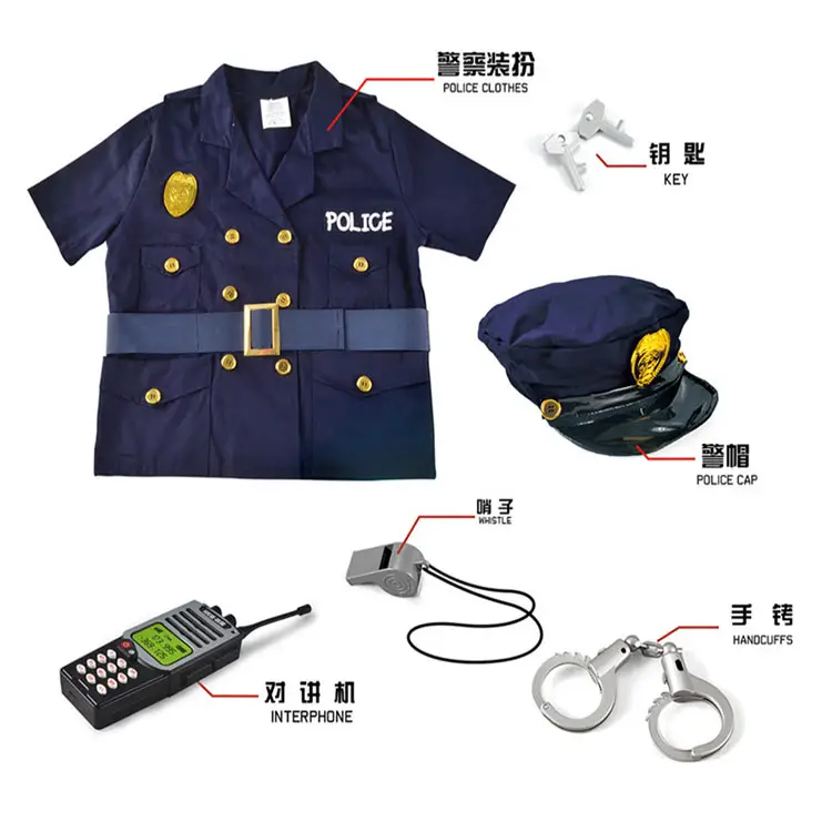 Personalisierte hohe qualität rolle polizei sets kinder polizei kostüm für jungen