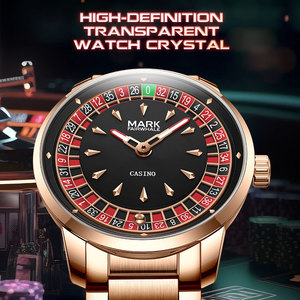 Mark Fairwhale Erkek Döner Rulet Kuvars Saat Casino Kadranı Işıklı İbreler 30M Suya Dayanıklı Paslanmaz Çelik Bilezik - Product Image 2