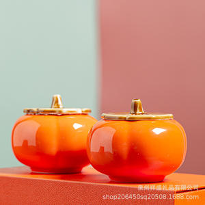 Tarro de Cerámica Hermético para Dulces, Redondo, con Diseño de Caqui, para Regalo de Boda, Botella de Almacenamiento - Product Image 3