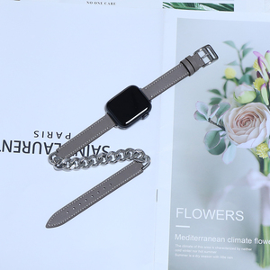 Pour <span class=keywords><strong>bracelet</strong></span> de <span class=keywords><strong>montre</strong></span> apple femmes 49mm 46mm 38mm acier inoxydable mélange cuir de vache Double Tour luxe 20mm <span class=keywords><strong>hublot</strong></span> omega <span class=keywords><strong>bracelet</strong></span> de <span class=keywords><strong>montre</strong></span> - Product Image 5