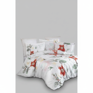 Varol Royal Satin 300TC Duvet Cover <b>Set</b> Classic Floral Woven Satin Fabric Family Size (King) for Home Use-ARUNA - Product Image 2