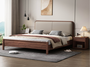 Mochila de Estilo Nórdico, Madera de Nogal Importada, Piel Sintética Delicada y Agradable al Tacto, Relleno de Esponja de Alta Resiliencia, Cama de 1.8m - Product Image 2