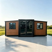 Villa conteneur moderne à double aile extensible, maison modulaire pliable, maison préfabriquée entièrement finie avec salle de bain et cuisine
