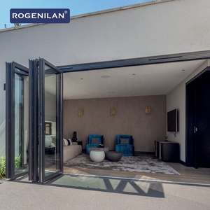 Portes coulissantes pliantes insonorisées Rogenilan AS2047 pour maison, en aluminium et verre trempé, portes accordéon pliantes pour extérieur - Product Image 3