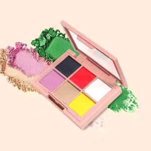 บรรจุภัณฑ์บลัชออนแบบใช้ซ้ำได้หลายสี บรรจุภัณฑ์อายแชโดว์สีชมพู 6 สี พาเลทอายแชโดว์เปล่าพร้อมกระจก - Product Image 1