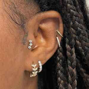 Pendientes de aro Huggie de circonitas cúbicas de plata 925 chapados en oro, joyería de moda, 1 unidad, RINNTIN, 1 unidad - Product Image 3