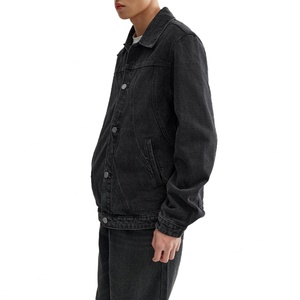 เสื้อโค้ทลำลองแบบสั้นสำหรับผู้ชาย ผ้าเดนิมดิบตกแต่งจีบ 100% ผ้าฝ้ายคุณภาพสูง แจ็คเก็ตเดนิมผู้ชายแบบซักล้าง - Product Image 4