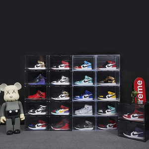 Có Thể Xếp Chồng Sneaker Thùng Giày Hộp Hộp Giày Lưu Trữ Nhựa Rõ Ràng <span class=keywords><strong>Drop</strong></span> Side Từ Cửa AJ Gấp Lưu Trữ Trong Suốt - Product Image 2