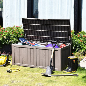 119Gal/450L Plastic Waterproof Deck Box Outdoor Cushion Garden Storage Box