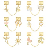 Bracelet à Breloques Italien Acier Inoxydable Plaqué Or DIY Accessoires Pendentif Nœud Fleur Module pour Bracelet à Breloques Italien