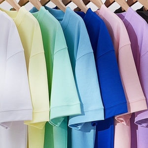 T-shirt oversize uni à manches courtes et épaules tombantes, 65% coton, 35% polyester, 220 GSM, poids lourd, pour hommes et femmes - Product Image 2