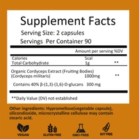 Capsules d'extrait de Cordyceps Militaris en vente chaude, étiquettes privées OEM, pour le soutien du système immunitaire et l'augmentation de l'énergie, vegan