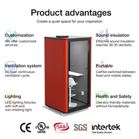 Cabine téléphonique acoustique préfabriquée insonorisée, poste de travail individuel silencieux avec ventilation, STC 35dB+, certifiée CE, pour hôtels et entrepôts