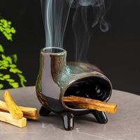 Support brûleur artisanal moderne en céramique pour Palo Santo, émail vert, couleur personnalisable, fabriqué en Chine, porte-bougie, lanternes