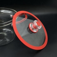 Marmite en verre Borosilicate, 1 pièce de 20CM de haut, avec couvercles résistants à la chaleur, casseroles de luxe colorées
