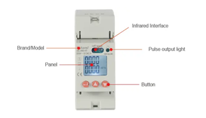 Compteur d'énergie multifonction monophasé 2P pour mesure de l'énergie <span class=keywords><strong>kWh</strong></span>, U, I, P, Q, S, PF, support communication infrarouge - Product Image 3
