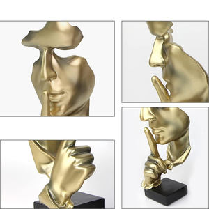 El silencio personalizado a granel es estatua de resina dorada, máscara de meditación Zen abstracta, escultura de pensador, decoración del hogar de oficina, OEM/ODM, venta al por mayor - Product Image 3