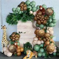 Ballons arc Kit guirlande Jungle thème fête Safari animaux Zoo forêt vert sauge Tan bébé douche décorations
