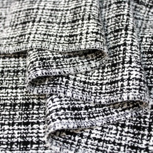 Offre Spéciale en gros élégant Textile doux Tweed noir blanc tricot Plaid laine laine Polyester tissu <span class=keywords><strong>pour</strong></span> dame robe costume vêtement - Product Image 3